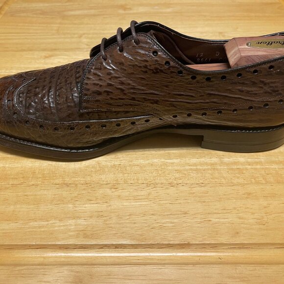Vintage ALLEN EDMONDS Nassau Sharkskin Wingtip Full Brogue Derby Shoes 12 D - Picture 7 of 11